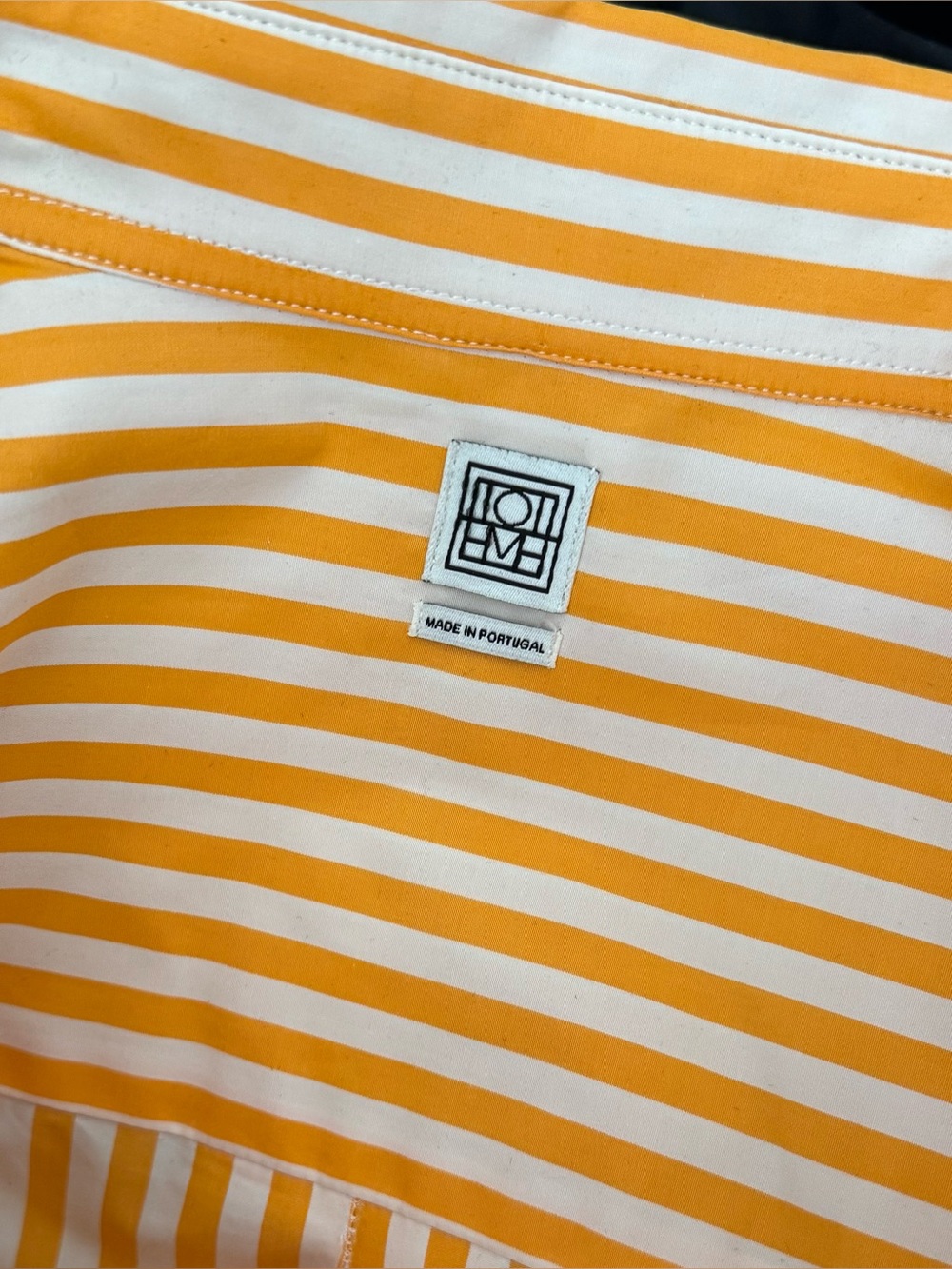 Toteme Signature Cotton Shirt- Orange Stripe - Picture 7 of 9